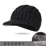 Knitted Hat Manufacturer - Cross-Border Men's Winter Warm Braided Short Brim Duckbill Cap 100% Acrylic Fleece-Lined