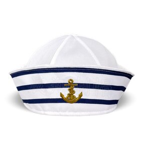 Sailor Hat Manufacturer - Round Top Flanged Brimless Striped Navy Sailor Hat Wholesale