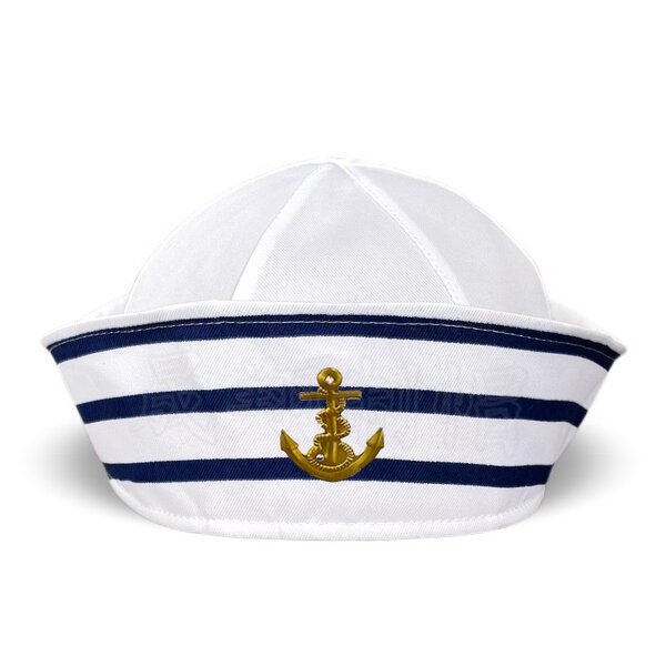 Sailor Hat Manufacturer - Round Top Flanged Brimless Striped Navy Sailor Hat Wholesale