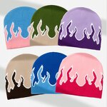 Beanie Manufacturer - Custom Jacquard Fire Flame Baggy Slouchy Knit Rock Punk Hip Pop Ski Hat Digital Printing for Travel