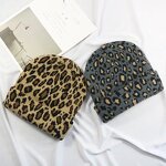 Winter Hats Manufacturer - Women Men Print Beanies Double Layers Thick Knitted Leopard Pattern Slouchy