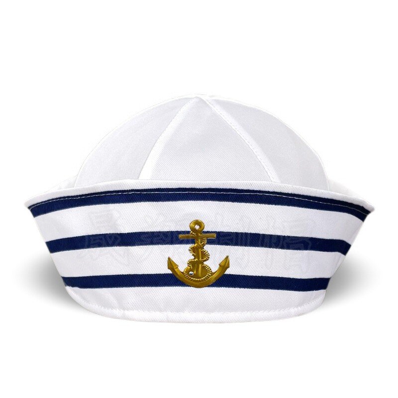 Sailor Hat Manufacturer - Round Top Flanged Brimless Striped Navy Sailor Hat Wholesale