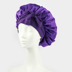 Women's Sleep Hat Manufacturer - Elastic Satin with Bow Ribbon Beauty Hair Care Nightcap Made Silk for Casual