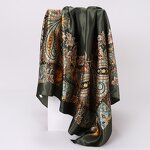 Silk Scarf Manufacturer - Wholesale Cashew Nut Printed Ladies European and American Trend Shawl Headscarf 90cm Square