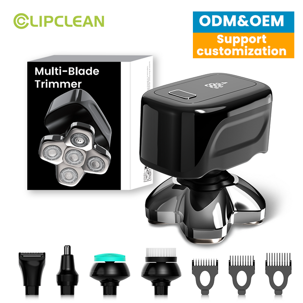 Bald Head Razor Manufacturer - 5-in-1 Electric Kit IPX7 Waterproof USB Rechargeable Cordless Hair Clipper & Ear/Nose Trimmer for Hotel Body