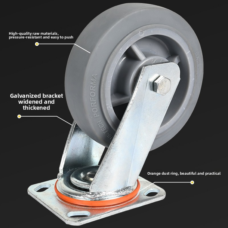 Industrial Caster Wheels Manufacturer - 6-Inch Heavy-Duty Flat-Top TPR Brake 4-Inch 5-Inch 8-Inch