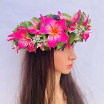 Plumeria Headband Manufacturer - Tropical Flower Leaves for Hula Dance Wedding Party Graduation Accessories Island Girl Accessories