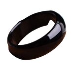 Pure Black Jade Bangle Manufacturer - Large US Size8-9 Natural Agate Stone 21mm Wide Bracelet Best Gift for Woman Man