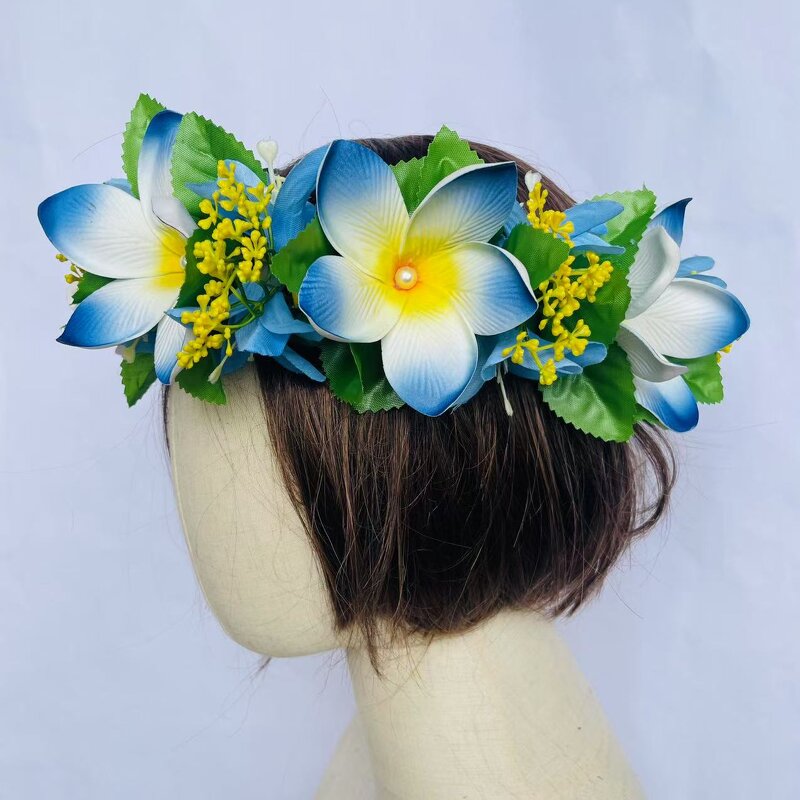 Plumeria Foam Flower Headband Manufacturer - Tropical Leaves for Hula Dance Wedding Party Graduation Island Girl Head Accessories