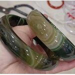 Darkleave Green Jade Bangle Manufacturer - Large US Size9-10 Indian Agate Stone Gemstone Width Healing Crystal Bracelet Best Gift for Woman Man