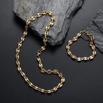Stainless Steel Necklace Bracelet Set Manufacturer - Necklace16 17 18inch Bracelet 7 8 Inch Gold and Steel Color All Available