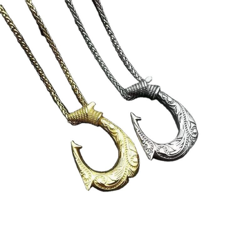 Stainless Steel Hook Necklace Manufacturer - PVD Gold Silver 18K Gold Plated Hip Hop Polynesian Rope Chain Pendant Jewelry for Men Boy