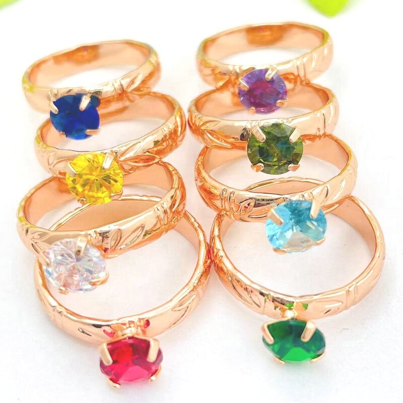 5mm Bamboo Diamond Ring Manufacturer - 8 Different CZ Stones 9 Different Sizes Rose Gold Silver Color All Available Guam Hawaiian Jewelry