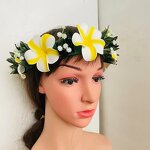 T Leafs Ribbon Plumeria Headband Manufacturer - Foam Floral Accessories Artificial Island Tiara Frangipani Dance Party Graduation Wedding
