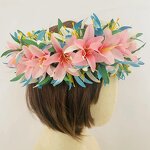 Silk Spider Lily with Orchid Headband Manufacturer - 63CM Haku Hawaiian Dance Party Hula Girl Headwear Wedding for Aloha Tahiti Flower Crown