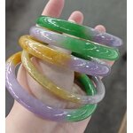 Colorful Jadite Bangle Manufacturer - US Size 7-8 High Quality Gemstone Width Healing Crystal Wide Bracelet Best Gift for Woman Man