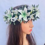 Islander Headband Manufacturer - Design Tiara Plumerial Foam Flower with T Leaves White Collection for Wedding Dancing Party