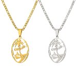 No Tarnish Stainless Steel Pendant Necklace Manufacturer - Guam Name Plate Necklace with Figaro Chains