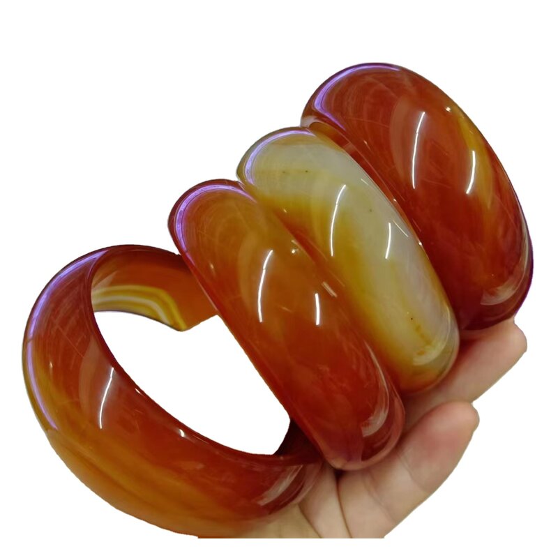 Natural Red Jade Bangle Manufacturer - Large US Size7.5-9 Indian Agate Stone Gemstone Width Healing Crystal Bracelet Best Gift for Woman Man