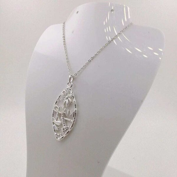 Sterling Silver Pendant Necklace Manufacturer - Guam Name Plate Necklace Hawaiian Vaitogi Pisisami Guam Kiribati Nauru Kosrae Necklace