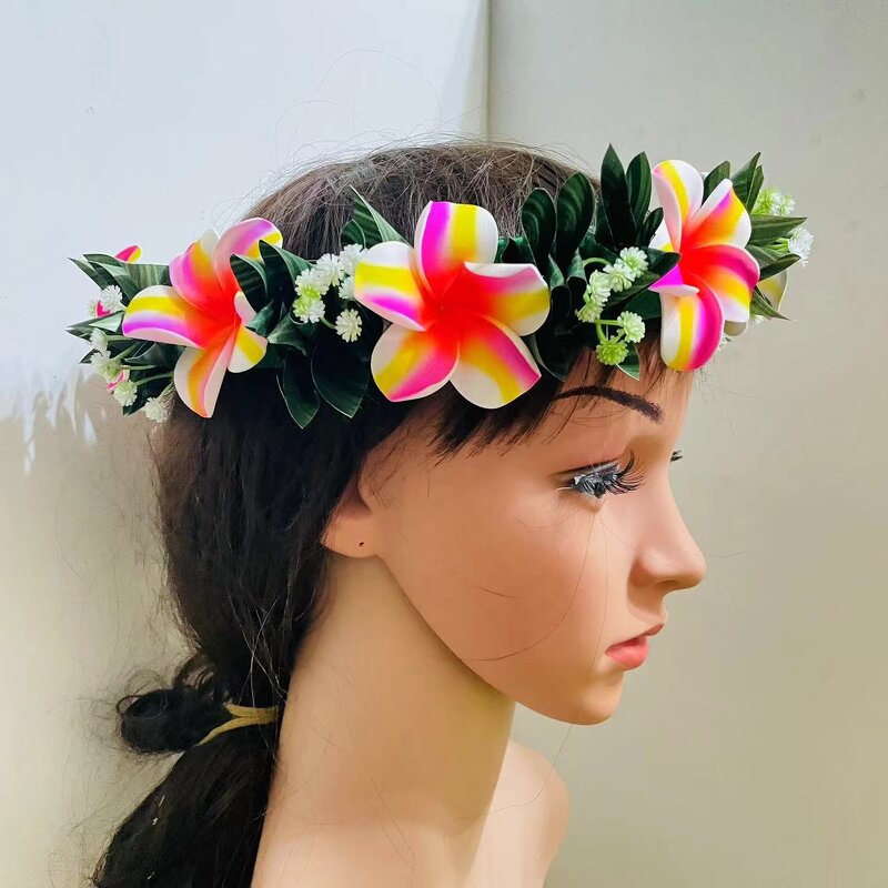 T Leafs Ribbon Plumeria Headband Manufacturer - Foam Floral Accessories Artificial Island Tiara Frangipani Dance Party Graduation Wedding