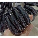 Pure Black Jade Bangle Manufacturer - Large US Size8-9 Natural Agate Stone 21mm Wide Bracelet Best Gift for Woman Man