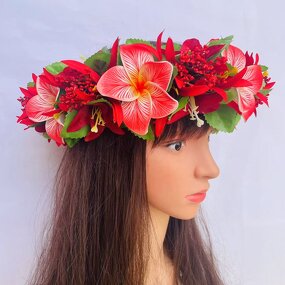 Plumeria Headband Manufacturer - Tropical Flower Leaves for Hula Dance Wedding Party Graduation Accessories Island Girl Accessories