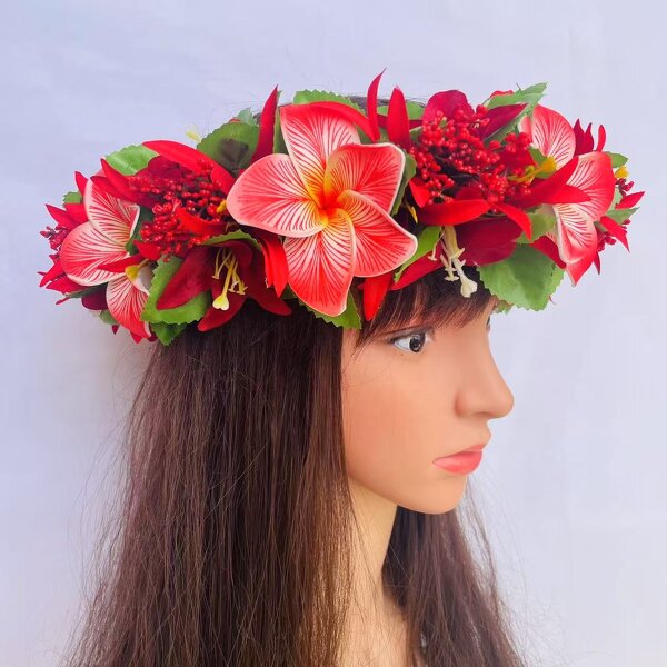 Plumeria Headband Manufacturer - Tropical Flower Leaves for Hula Dance Wedding Party Graduation Accessories Island Girl Accessories