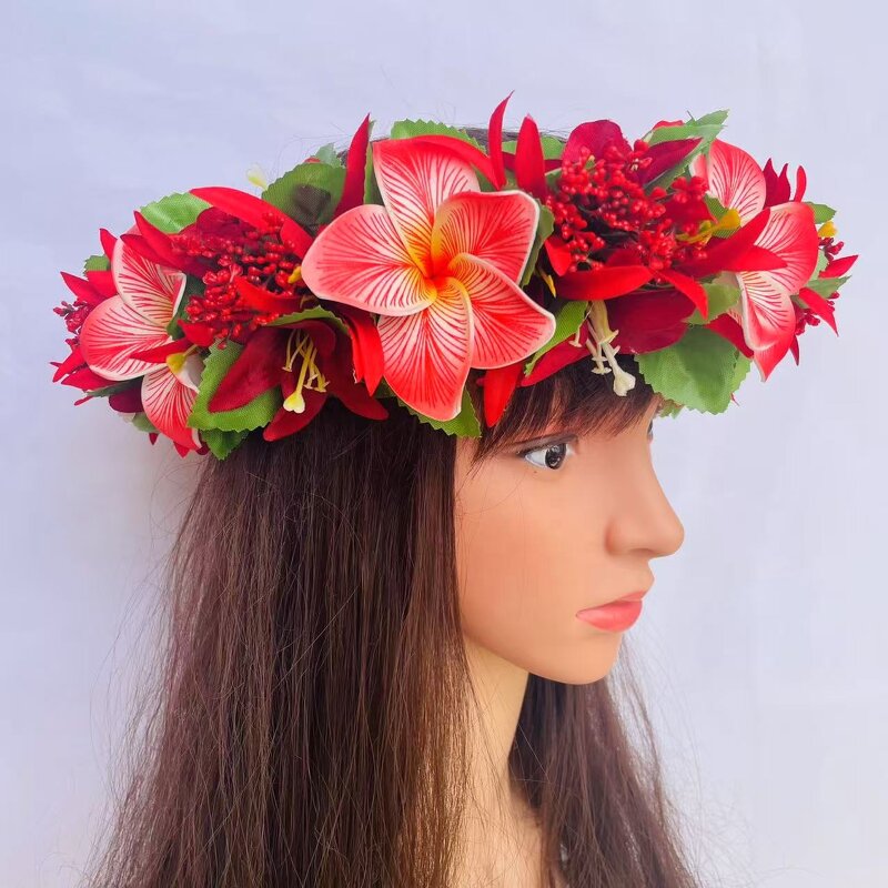 Plumeria Headband Manufacturer - Tropical Flower Leaves for Hula Dance Wedding Party Graduation Accessories Island Girl Accessories