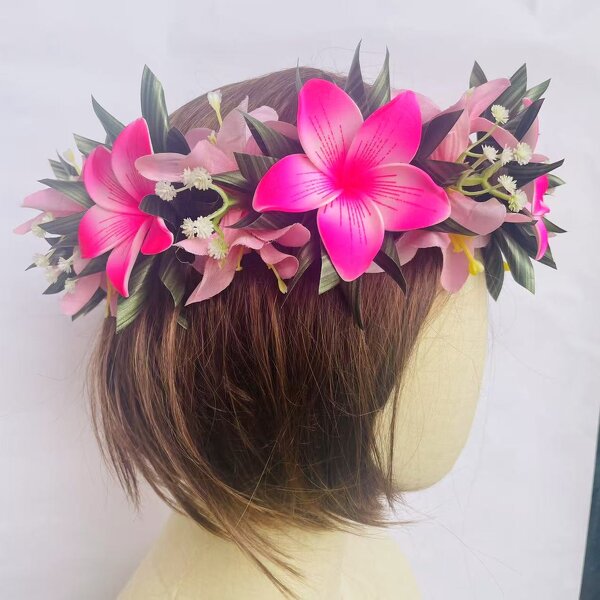 T Leafs Ribbon Plumeria Headband Manufacturer - Foam Floral Accessories Artificial Island Tiara Frangipani Dance Party Graduation Wedding