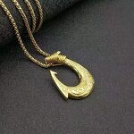 Stainless Steel Hook Necklace Manufacturer - PVD Gold Silver 18K Gold Plated Hip Hop Polynesian Rope Chain Pendant Jewelry for Men Boy