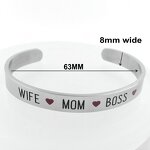 Stainless Steel Cuff Bracelet Manufacturer - Custom Name Bracelet Personalized Women Motivation Words Bracelet Mother's Day Gift