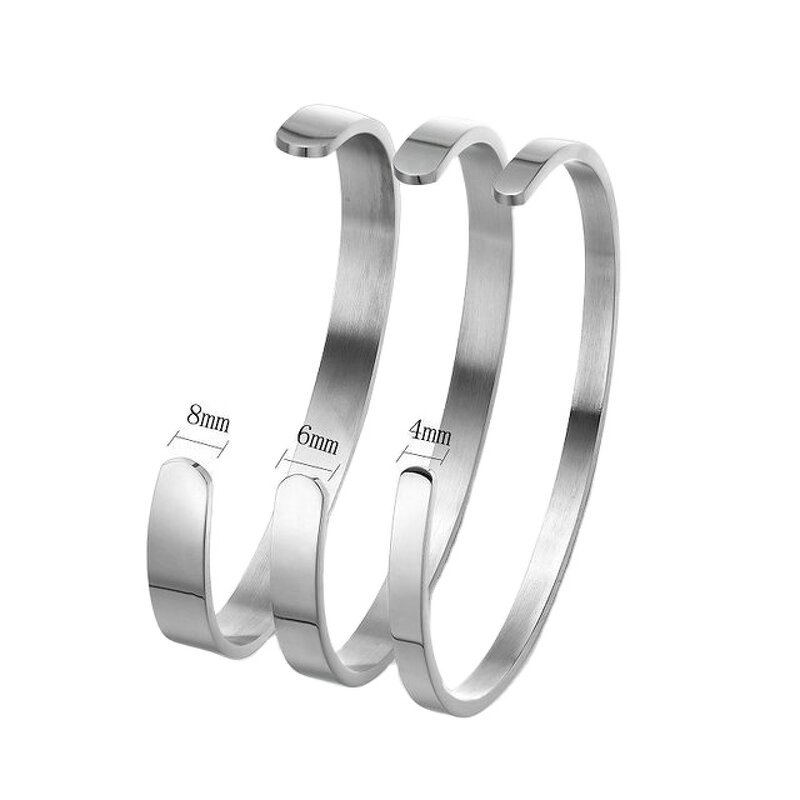 Cuff C Shape Bracelet Manufacturer - Men Gifts Bracelets Numbers Stainless Steel Jewelry Custom Size Designs Welcome Fast Making and Delivery