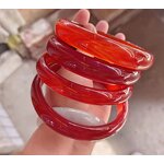 Dark Red Jade Bangle Manufacturer - Large US Size9-10 Indian Agate Stone Gemstone Width Healing Crystal Wide Bracelet Best Gift for Woman Man