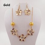 Shell Pearl Jewelry Set Manufacturer - Plumeria Flower Necklace Hawaiian Tropical Flower Maile Leaf Lei Design Earrings 15 Colors Ready to Ship