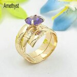 Bamboo Diamond Ring Manufacturer - 8 Different CZ Stones Different Sizes Rose Gold Silver Color All Available Guam Hawaiian Jewelry