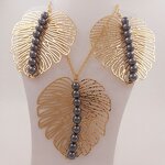 Shell Pearl Jewelry Set Manufacturer - Leave Necklace Hawaiian Maile Leaf Lei Design Ready to Ship