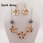 Shell Pearl Jewelry Set Manufacturer - Plumeria Flower Necklace Hawaiian Tropical Flower Maile Leaf Lei Design Earrings 15 Colors Ready to Ship