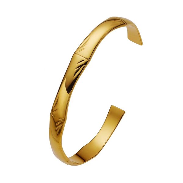 Bamboo 18K Gold Plated Cuff Bracelets Bangles Manufacturer - 316 Stainless Steel Jewelry for Women