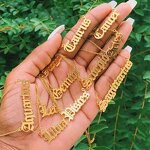 No Tarnish 316L Stainless Steel Necklace Manufacturer - 18K High Gold Plated with Figaro Chains Name Necklace with Bracelet Set