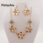 Shell Pearl Jewelry Set Manufacturer - Plumeria Flower Necklace Hawaiian Tropical Flower Maile Leaf Lei Design Earrings 15 Colors Ready to Ship