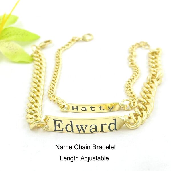 ID Bracelet Manufacturer - Adjustable Sizes Engraved Names Couple Friendship Relationship Gift Jewelry Rose Gold Silver Custom 1pc Start Making