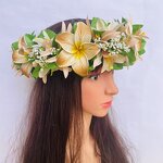 Plumeria Headband Manufacturer - Tropical Flower Leaves for Hula Dance Wedding Party Graduation Accessories Island Girl Accessories