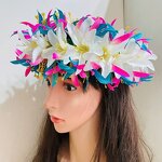 Silk Spider Lily with Orchid Headband Manufacturer - 63CM Haku Hawaiian Dance Party Hula Girl Headwear Wedding for Aloha Tahiti Flower Crown