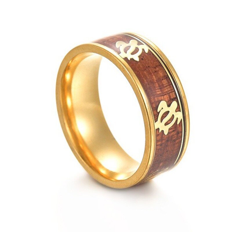 Fashion Stainless Steel Wood Grain Ring Manufacturer - Turtle Ring Islander Jewelry Gold Silver Black 3 Color for Shipping
