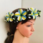 T Leafs Ribbon Plumeria Headband Manufacturer - Foam Floral Accessories Artificial Island Tiara Frangipani Dance Party Graduation Wedding