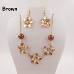 Shell Pearl Jewelry Set Manufacturer - Plumeria Flower Necklace Hawaiian Tropical Flower Maile Leaf Lei Design Earrings 15 Colors Ready to Ship