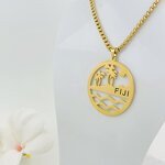 No Tarnish Stainless Steel Pendant Necklace Manufacturer - FIJI Name Plate Necklace with Figaro Chains