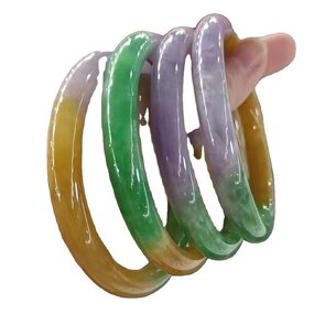 Colorful Jadite Bangle Manufacturer - US Size 7-8 High Quality Gemstone Width Healing Crystal Wide Bracelet Best Gift for Woman Man