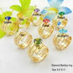 Bamboo Diamond Ring Manufacturer - 8 Different CZ Stones Different Sizes Rose Gold Silver Color All Available Guam Hawaiian Jewelry